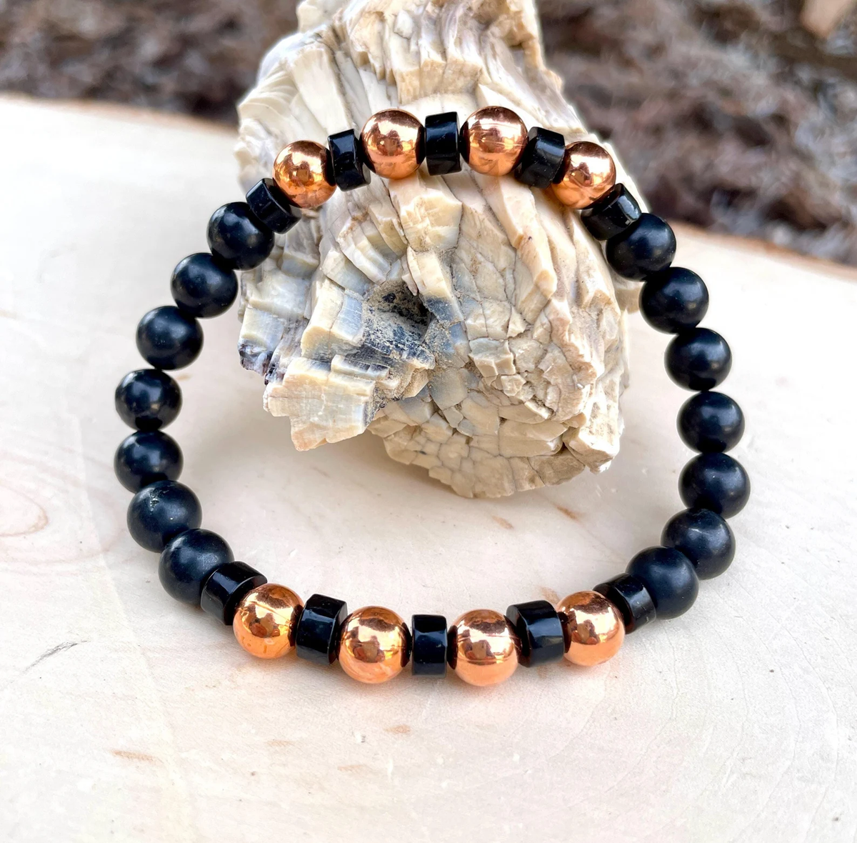Authentic Shungite Shungite And Copper Bracelet With 6mm Cubic Beads - EMF Protection Grounding EMF Protection Bracelet - Foto 7