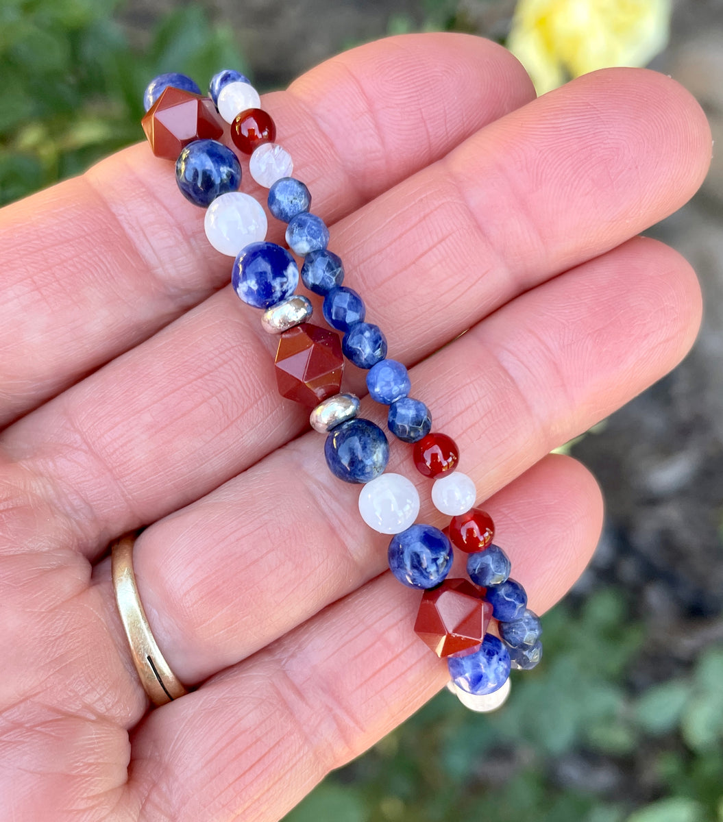 Handmade 925 Sterling Silver Red Gemstone Bead Bracelet - Choose Your Length!