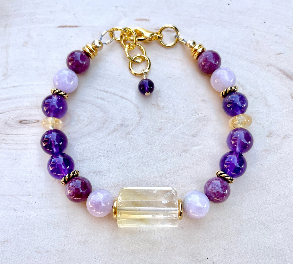 Crystal Bracelet Bundle- on sale Amethyst, Citrine, Kunzite