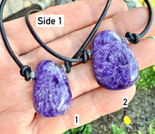 RUSSIAN CHAROITE PENDANT Necklace, Choice, Adjustable Cotton Black Cord 14-22", Natural Stone, Purple Crystal Gemstone