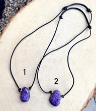 RUSSIAN CHAROITE PENDANT Necklace, Choice, Adjustable Cotton Black Cord 14-22", Natural Stone, Purple Crystal Gemstone