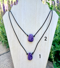 RUSSIAN CHAROITE PENDANT Necklace, Choice, Adjustable Cotton Black Cord 14-22", Natural Stone, Purple Crystal Gemstone