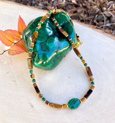 TIGER'S EYE & MALACHITE Necklace, 18