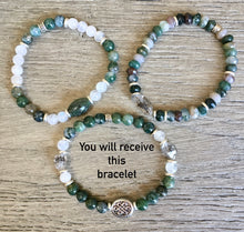 CELTIC KNOT BRACELET Moss Agate, Herkimer Diamond & Rainbow Moonstone, Stetch, Natural Stone Gemstone Crystal