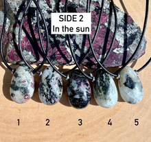 SWEDISH EUDIALYTE Pendant Necklace, Choice, Leather Cord, Sweden Natural Stone, Gemstone Crystal