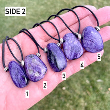 RUSSIAN CHAROITE PENDANT Necklace, Choice, Adjustable Cotton Black Cord 14-22", Natural Stone, Purple Crystal Gemstone