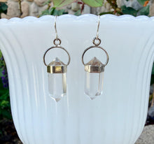 CLEAR QUARTZ Earrings, DT Faceted Points with Sterling Silver, Dangle Pair, Genuine Crystal Natural Stone Gemstone