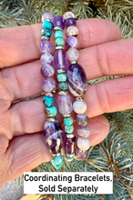 CHEVRON AMETHYST BRACELET, Stretch, 6mm + Oval, Beaded, Silver, Genuine Natural Stone Gemstone Crystal