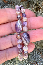 CHEVRON AMETHYST BRACELET, Stretch, 6mm + Oval, Beaded, Silver, Genuine Natural Stone Gemstone Crystal