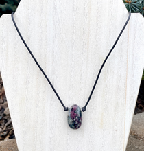 SWEDISH EUDIALYTE Pendant Necklace, Choice, Leather Cord, Sweden Natural Stone, Gemstone Crystal