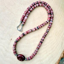 NORWEGIAN THULITE NECKLACE, 20", Natural Norway Pink Stone Heishi Gemstone Jewelry