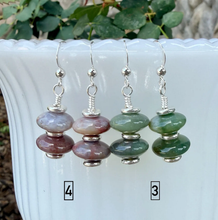 MOSS AGATE EARRINGS, Dangle, Choice, with Sterling Silver, Gemstone Crystal Stone Pair