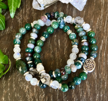 CELTIC KNOT BRACELET Moss Agate, Herkimer Diamond & Rainbow Moonstone, Stetch, Natural Stone Gemstone Crystal