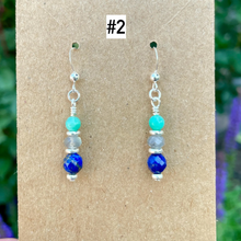 AMAZONITE EARRINGS with Lapis Lazuli & Labradorite, Silver Dangle, Genuine, Crystal Natural Stone Gemstone