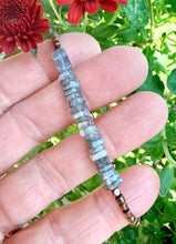 LABRADORITE & COPPER BRACELET, with Clasp, Beaded, Flashy Crystal Natural Stone Gemstone, Minimalist