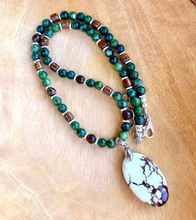 WILD HORSE JASPER Pendant Necklace with Jade, Bronzite, Black Rosewood, Silver, Beaded, Adjustable 18"-20"