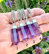 AMETHYST PENDANT NECKLACE with Sterling Silver Caps, 18" Chain, Natural Stone Gemstone Crystal