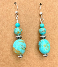 KINGMAN TURQUOISE EARRINGS with Silver, Blue Green, Genuine, Natural Stone Gemstone