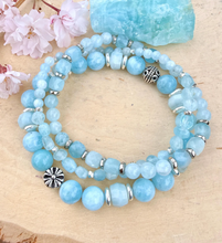 AQUAMARINE BRACELET, Choice, Stretch, Beaded, March birthstone, Genuine Gemstone Crystal, 4-8mm bead sizes