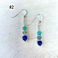 AMAZONITE EARRINGS with Lapis Lazuli & Labradorite, Silver Dangle, Genuine, Crystal Natural Stone Gemstone