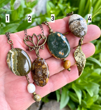 OCEAN JASPER NECKLACE, Choice, Pendant, 20", Antiqued Brass & Copper Chains, Gemstone Crystal Natural Stone