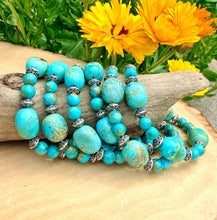 KINGMAN TURQUOISE BRACELET Clasp, Adjustable, Blue Green, Beaded, Natural Stone Gemstone