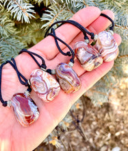 LAGUNA LACE AGATE Pendant Necklace, Choice, Adjustable Black Cotton Cord, Mexico Natural Stone, Banded Gemstone Crystal