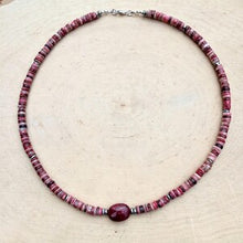 NORWEGIAN THULITE NECKLACE, 20", Natural Norway Pink Stone Heishi Gemstone Jewelry