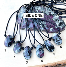 SWEDISH EUDIALYTE Pendant Necklace, Choice, Leather Cord, Sweden Natural Stone, Gemstone Crystal