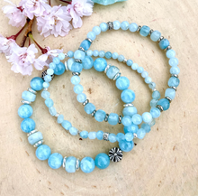 AQUAMARINE BRACELET, Choice, Stretch, Beaded, March birthstone, Genuine Gemstone Crystal, 4-8mm bead sizes
