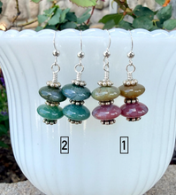 MOSS AGATE EARRINGS, Dangle, Choice, with Sterling Silver, Gemstone Crystal Stone Pair