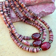 NORWEGIAN THULITE NECKLACE, 20", Natural Norway Pink Stone Heishi Gemstone Jewelry