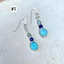 AMAZONITE EARRINGS with Lapis Lazuli & Labradorite, Silver Dangle, Genuine, Crystal Natural Stone Gemstone