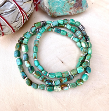TURQUOISE SILVER BRACELET Green, Stretch, Minimalist, Beaded, Genuine, Crystal Natural Stone Gemstone, Small Bead