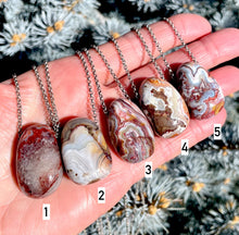 LAGUNA LACE AGATE Pendant Necklace, Choice, 18" Silver Chain, Mexico Natural Stone, Banded Gemstone Crystal