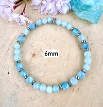 AQUAMARINE BRACELET, Choice, Stretch, Beaded, March birthstone, Genuine Gemstone Crystal, 4-8mm bead sizes