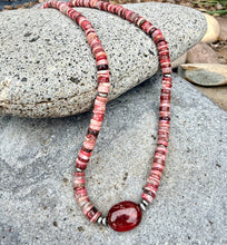 NORWEGIAN THULITE NECKLACE, 20", Natural Norway Pink Stone Heishi Gemstone Jewelry