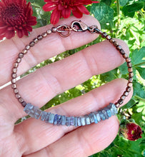 LABRADORITE & COPPER BRACELET, with Clasp, Beaded, Flashy Crystal Natural Stone Gemstone, Minimalist