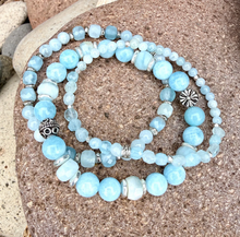 AQUAMARINE BRACELET, Choice, Stretch, Beaded, March birthstone, Genuine Gemstone Crystal, 4-8mm bead sizes