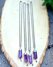 AMETHYST PENDANT NECKLACE with Sterling Silver Caps, 18" Chain, Natural Stone Gemstone Crystal