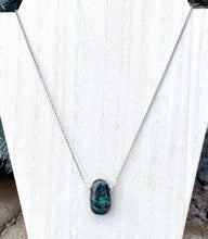 EMERALD PENDANT NECKLACE, Choice, 16-18" Silver Chain, Brazil Natural Stone, Banded Gemstone Crystal