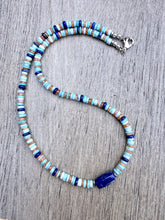LAPIS LAZULI NECKLACE with Sunstone, Blue Opal & Amazonite, 6mm Heishi Beaded,Natural Stone Gemstone, Silver, 20"