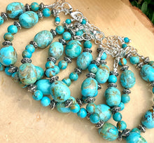 KINGMAN TURQUOISE BRACELET Clasp, Adjustable, Blue Green, Beaded, Natural Stone Gemstone