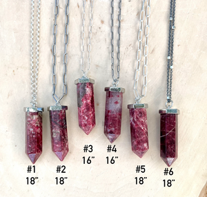 THULITE PENDANT NECKLACE, Norwegian, Sterling Silver Chain Choice, 16" - 18", Norway Natural Stone Gemstone Crystal