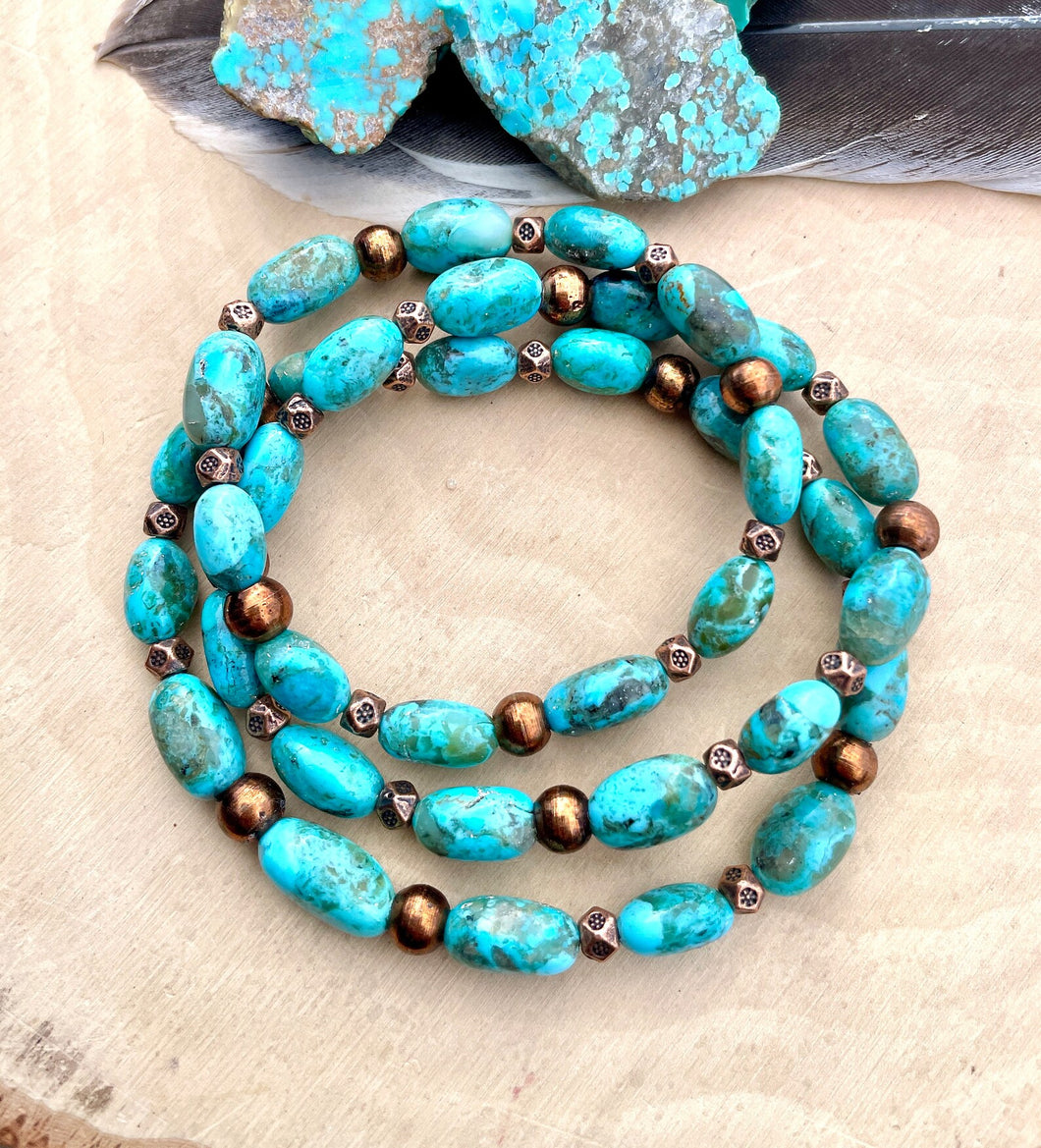Wholesale Lot 6x Natural Turquoise 8mm Stretch Bracelets – 7.5" Healing Crystal – Blue