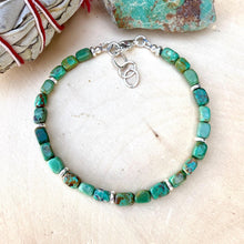 TURQUOISE SILVER BRACELET Green, Clasp, Minimalist, Beaded, Genuine, Crystal Natural Stone Gemstone, Small Bead