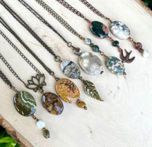 OCEAN JASPER NECKLACE, Choice, Pendant, 20", Antiqued Brass & Copper Chains, Gemstone Crystal Natural Stone