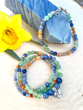 AVENTURINE BRACELETS Green, Blue & Orange, Choice or Stack, Earth Charm, Beaded Gemstone Natural Stone
