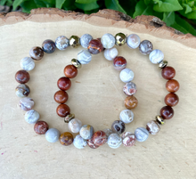 LAGUNA LACE AGATE Bracelet, Choice with Rosewood, Mexican Natural Stone, 8mm Stretch Beaded Banded Gemstone Crystal