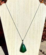 MALACHITE PENDANT Necklace, with 20" Sterling Silver Chain, Bull's Eye Banded Design, Natural Stone Crystal Gemstone